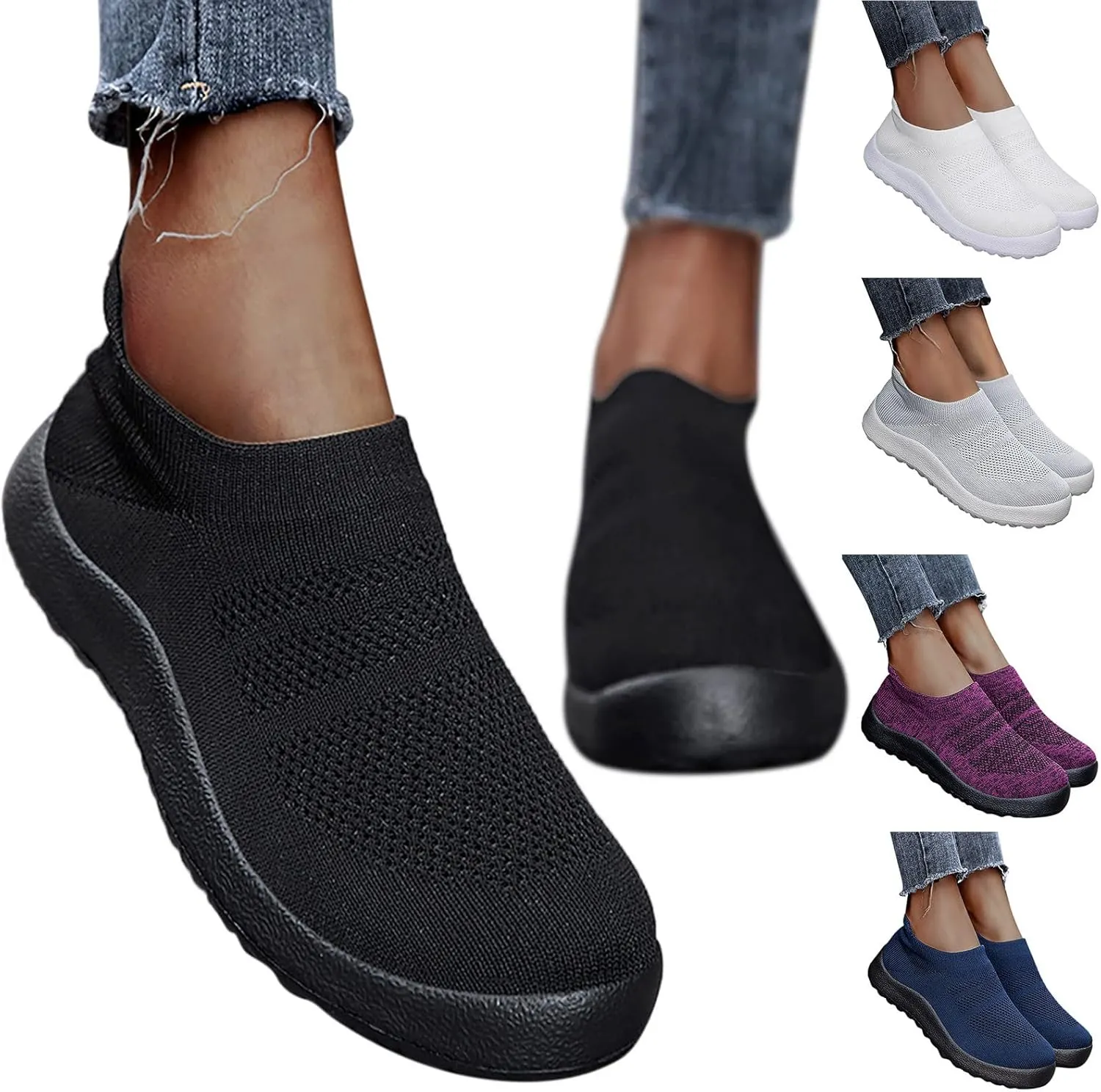 Women's Fashion Sneaker Non Slip Lace Up Comfort Women's Work or Walking Sneakers Mens Slip On Running Shoes Fall Loafers Women Black Slip On Sneakers