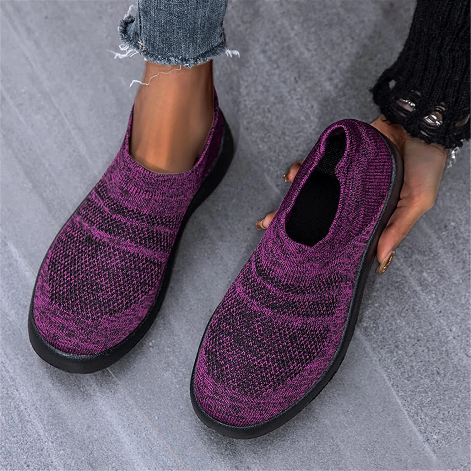 Women's Fashion Sneaker Non Slip Lace Up Comfort Women's Work or Walking Sneakers Mens Slip On Running Shoes Fall Loafers Women Black Slip On Sneakers