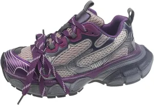 Women's Fashion Sneakers: Dirty Dad Shoes with Retro Casual Style, Breathable Oxford Knit, Thick Sole, Lace Up Trainers with Platform for Couple,Purple-40