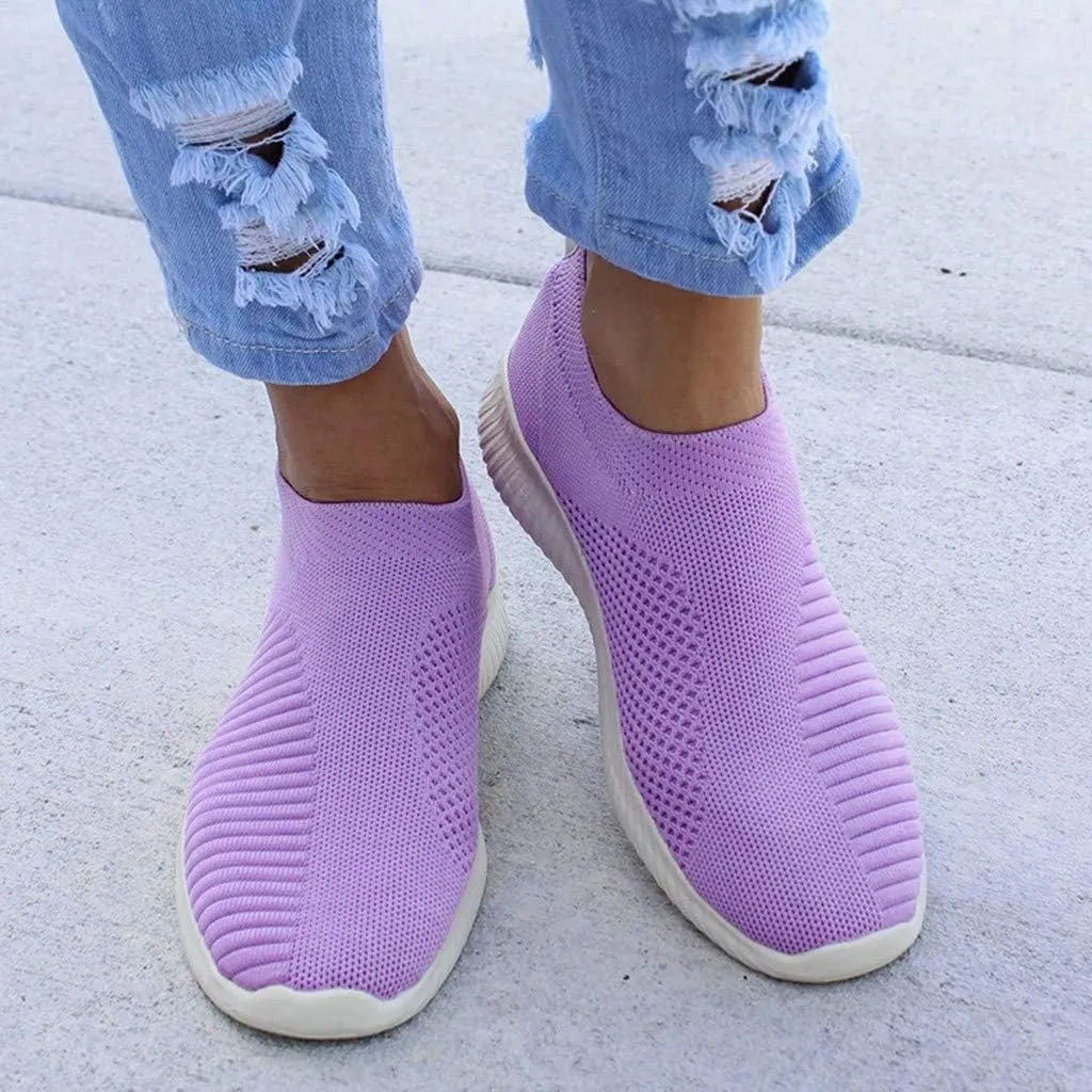 Women's Lightweight Slip On Walking Running Shoes Slip On Shoes Women Lether Women's Casual Shoes Fashion Sneakers Red Tennis Shoe Cross Trainer Shoe