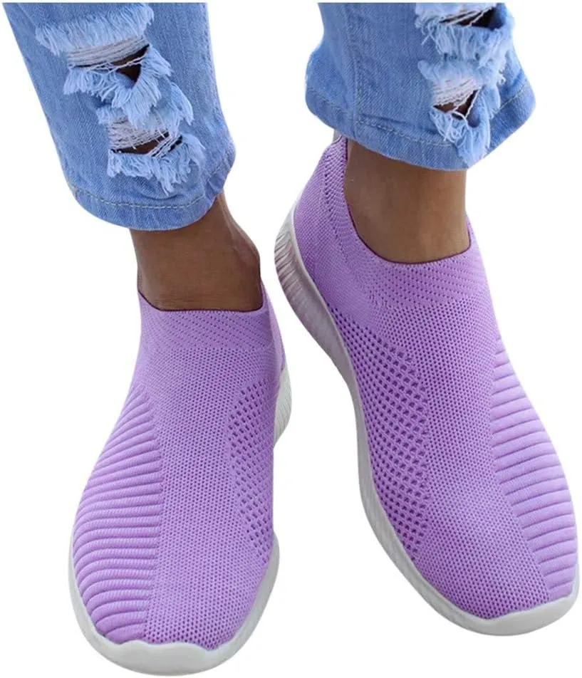 Women's Lightweight Slip On Walking Running Shoes Slip On Shoes Women Lether Women's Casual Shoes Fashion Sneakers Red Tennis Shoe Cross Trainer Shoe