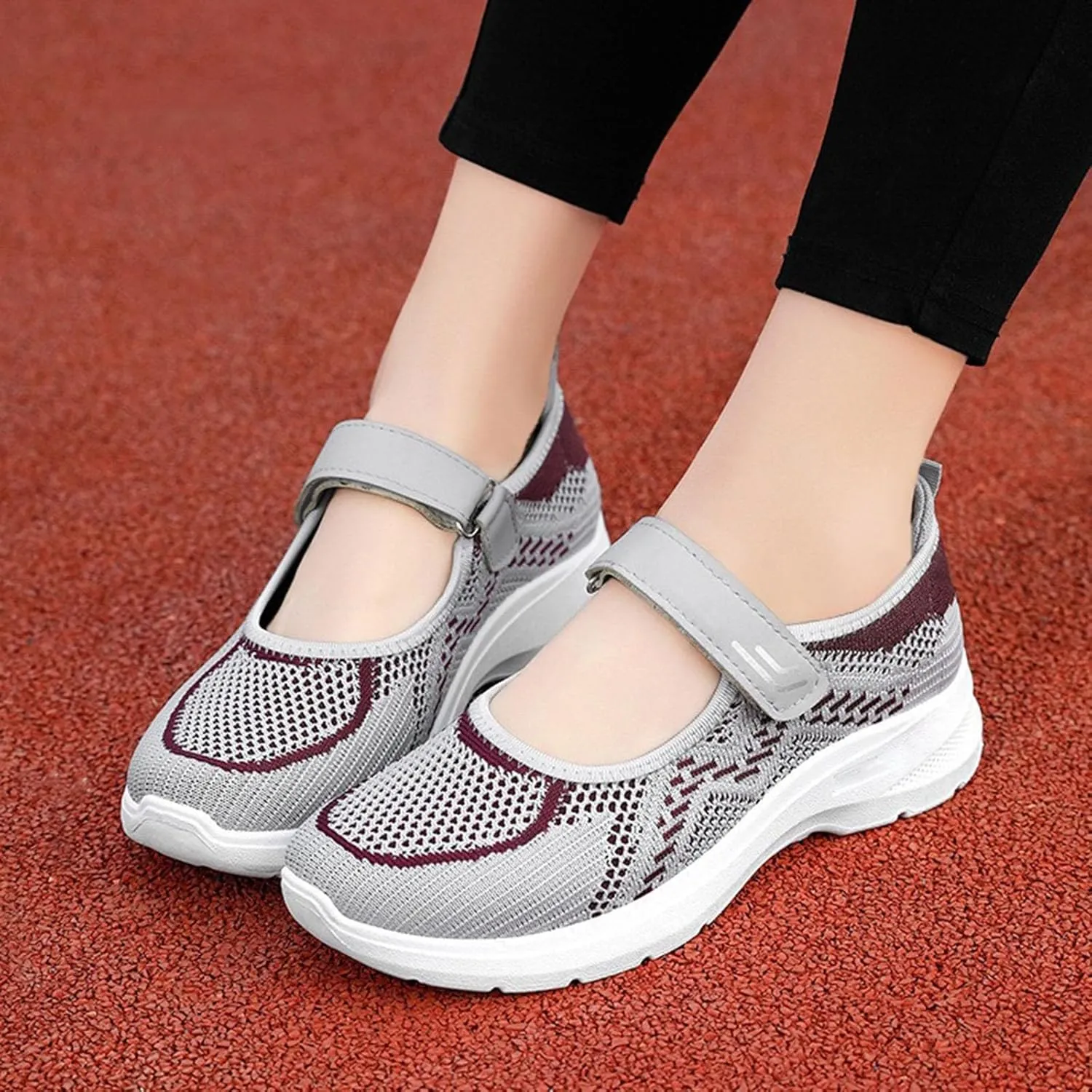 Womens Lightweight Walking Shoes Mesh Breathable Slip On Mary Jane Sneaker Casual Soft Casual Toddler Shoes