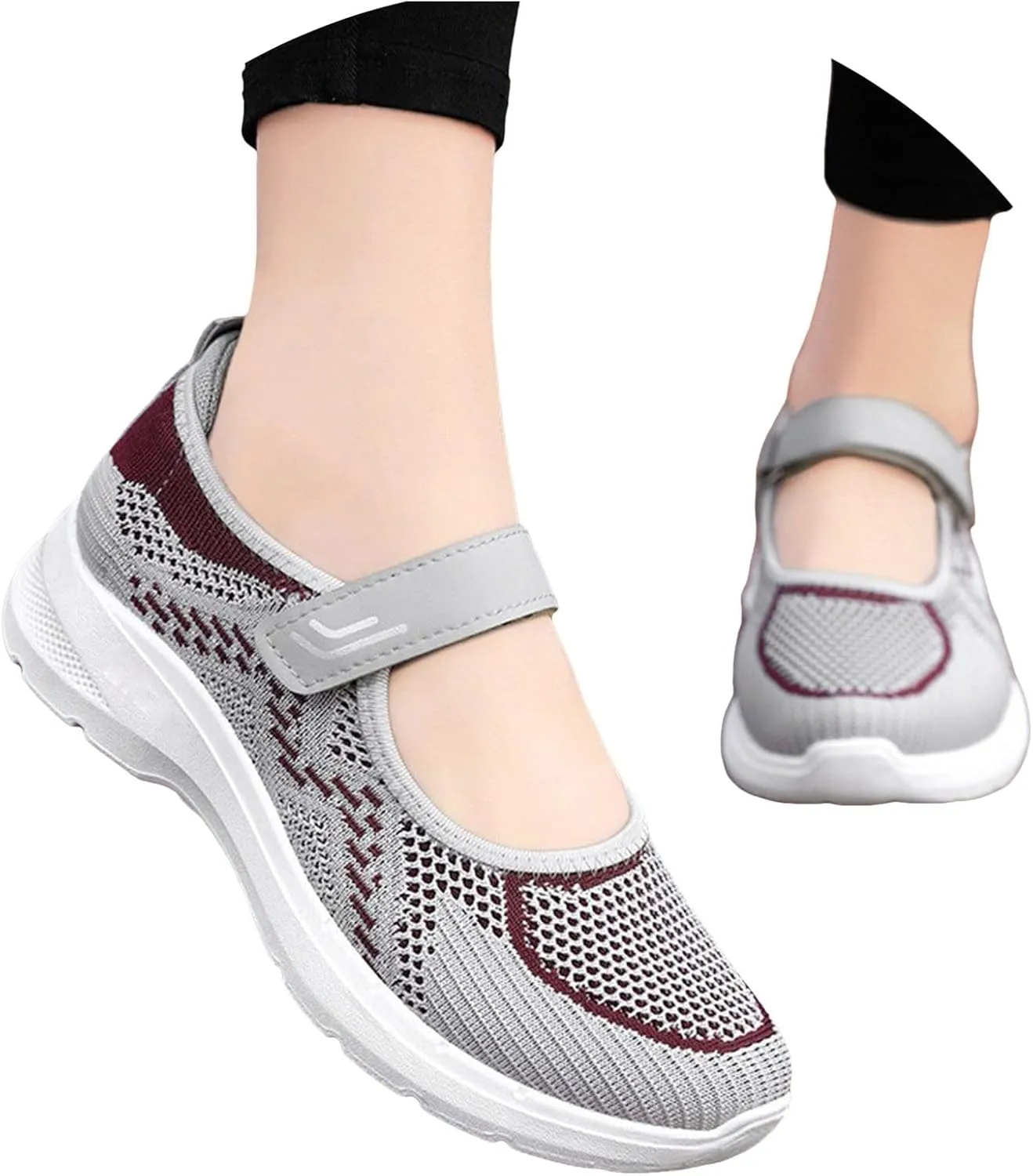 Womens Lightweight Walking Shoes Mesh Breathable Slip On Mary Jane Sneaker Casual Soft Casual Toddler Shoes
