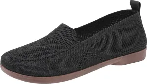 Women's L𝐨w Heel Casual Shoes Wide Width Comfortable Work Shoes Mesh Breathable Flying Woven Orthopedic Sneaker