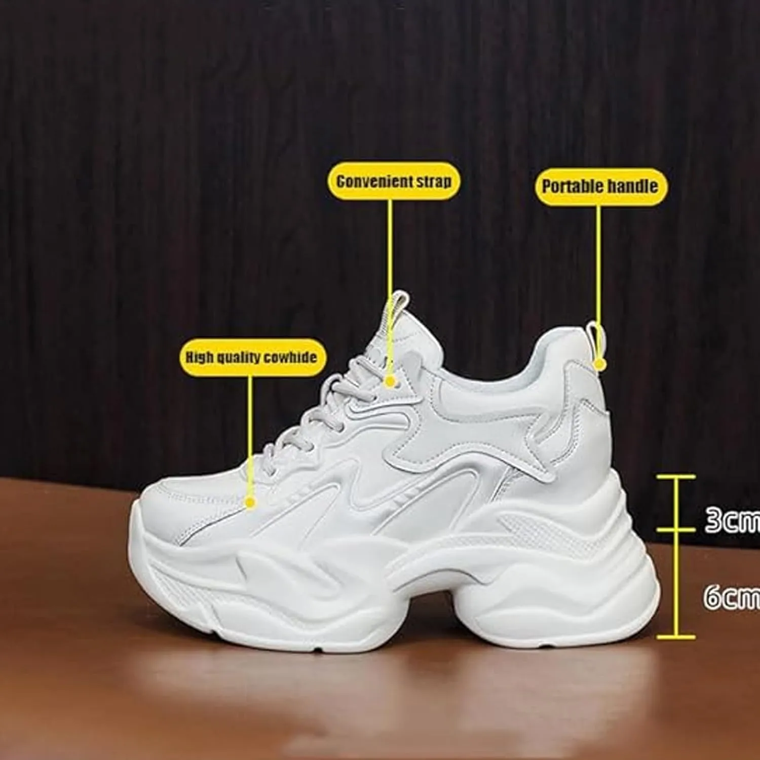 Women's Orthopedic Sneakers Stylish Walking Shoes,Fashion Lace Up Height Increasing Casual Chunky Shoes Comfortable Non Slip Platform Dad Shoes