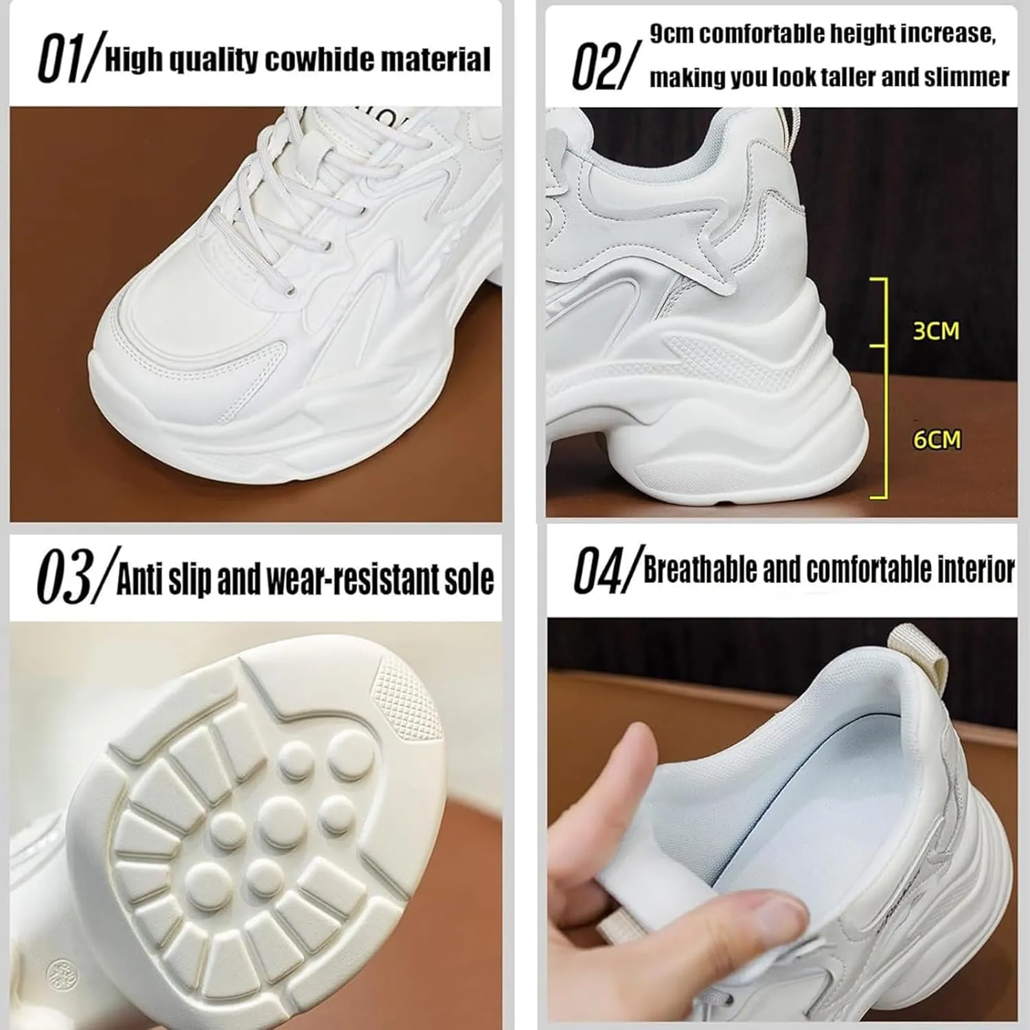 Women's Orthopedic Sneakers Stylish Walking Shoes,Fashion Lace Up Height Increasing Casual Chunky Shoes Comfortable Non Slip Platform Dad Shoes