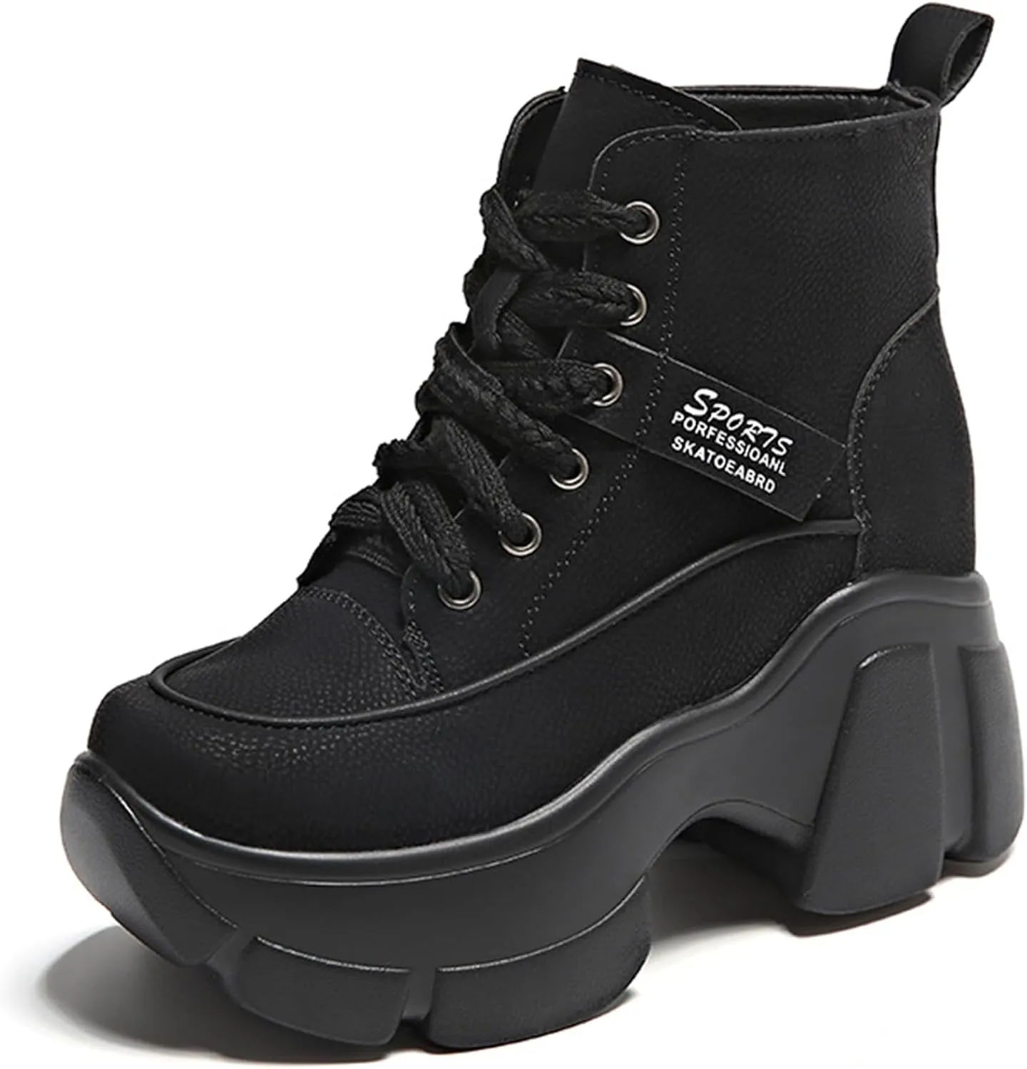 Women's Platform Chunky Lace Up High Top Sneakers Fashion Height Increased Round Toe Leather Casual Dad Shoes Wedge Heel Non-Slip Comfortable Walking Sport Shoes