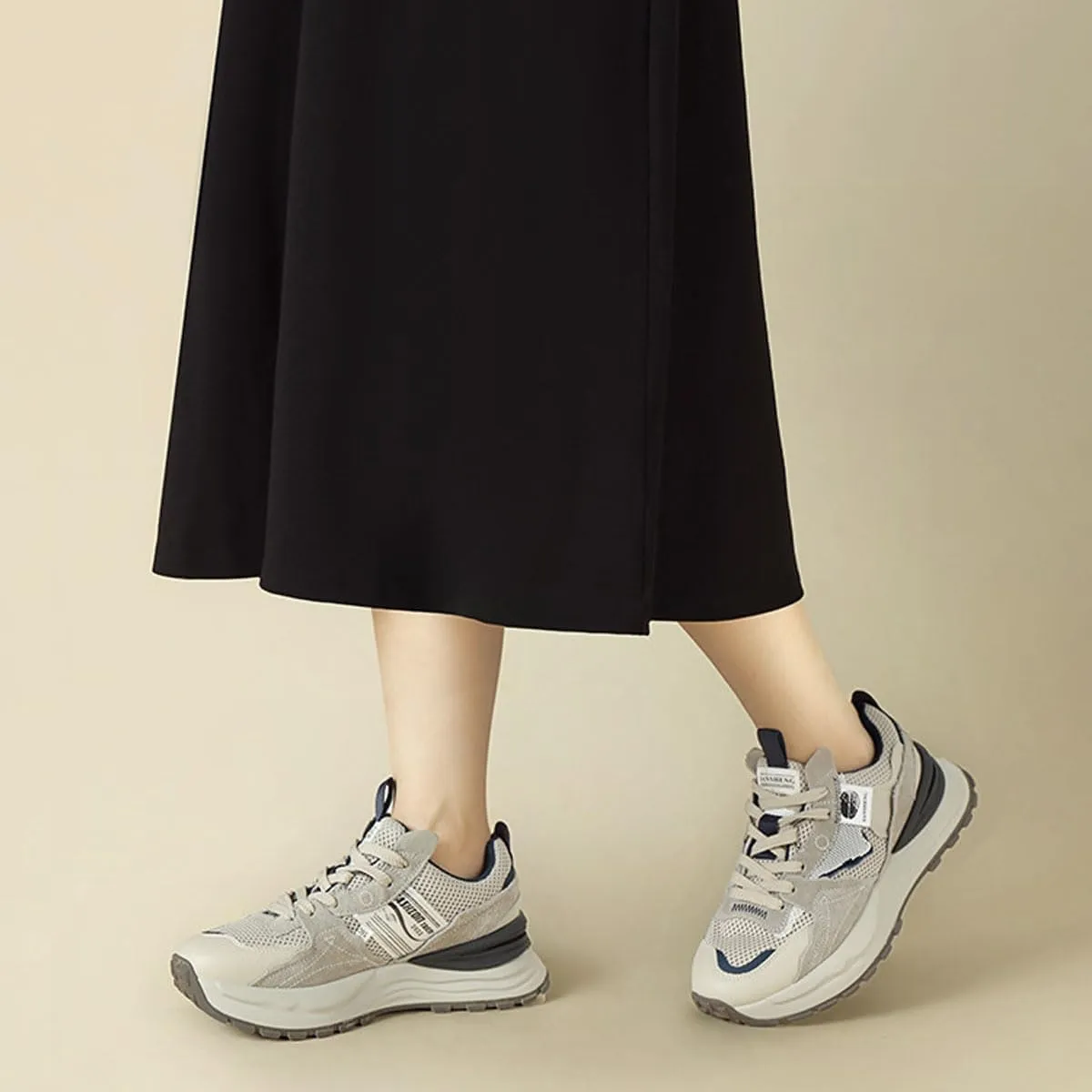 Women's Platform Fashion Running Sneakers,Walking Lace-Up Comfortable Dad Shoes,Suitable for Fitness Sports Work Casual Tennis Shoes