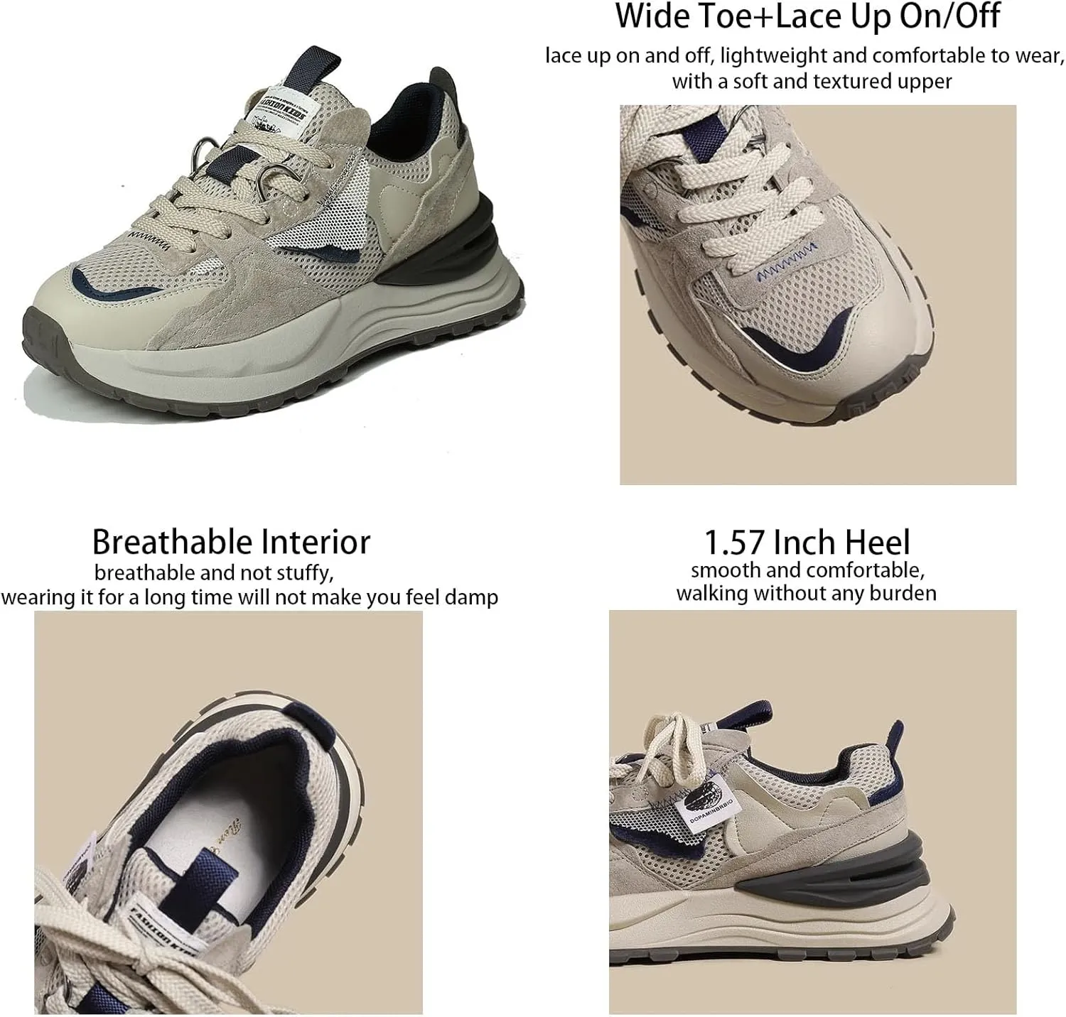 Women's Platform Fashion Running Sneakers,Walking Lace-Up Comfortable Dad Shoes,Suitable for Fitness Sports Work Casual Tennis Shoes