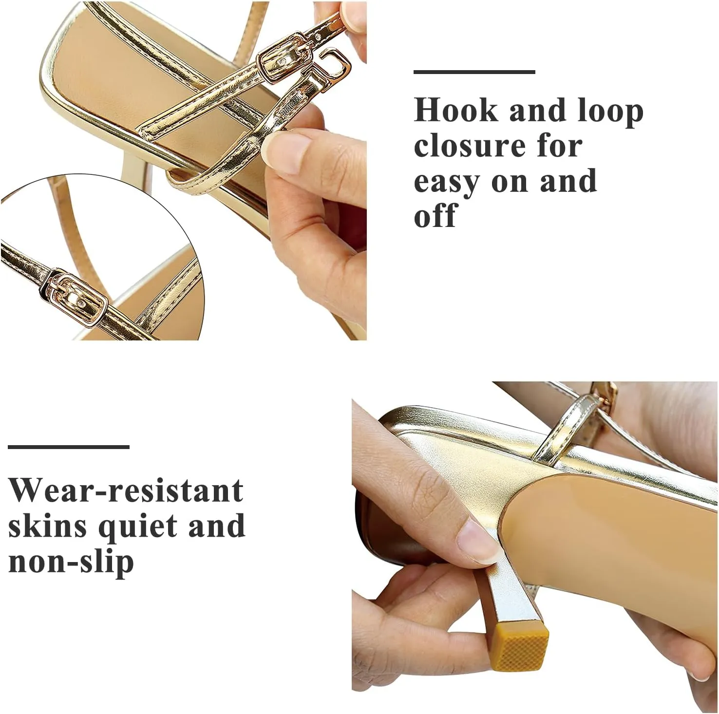Womens Sandals Kitten Heels Open Round Toe Thin Ankle Strap Adjustable Buckle Slingback Stiletto Heels Dressy Wedding Shoes