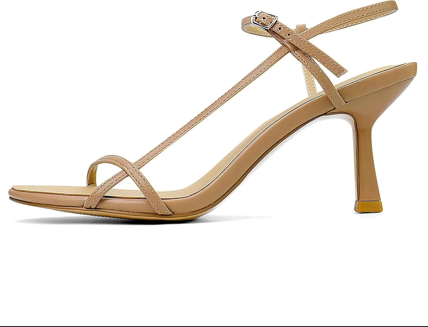 Womens Sandals Kitten Heels Open Round Toe Thin Ankle Strap Adjustable Buckle Slingback Stiletto Heels Dressy Wedding Shoes