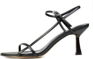 Womens Sandals Kitten Heels Open Round Toe Thin Ankle Strap Adjustable Buckle Slingback Stiletto Heels Dressy Wedding Shoes