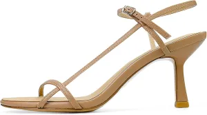 Womens Sandals Kitten Heels Open Round Toe Thin Ankle Strap Adjustable Buckle Slingback Stiletto Heels Dressy Wedding Shoes