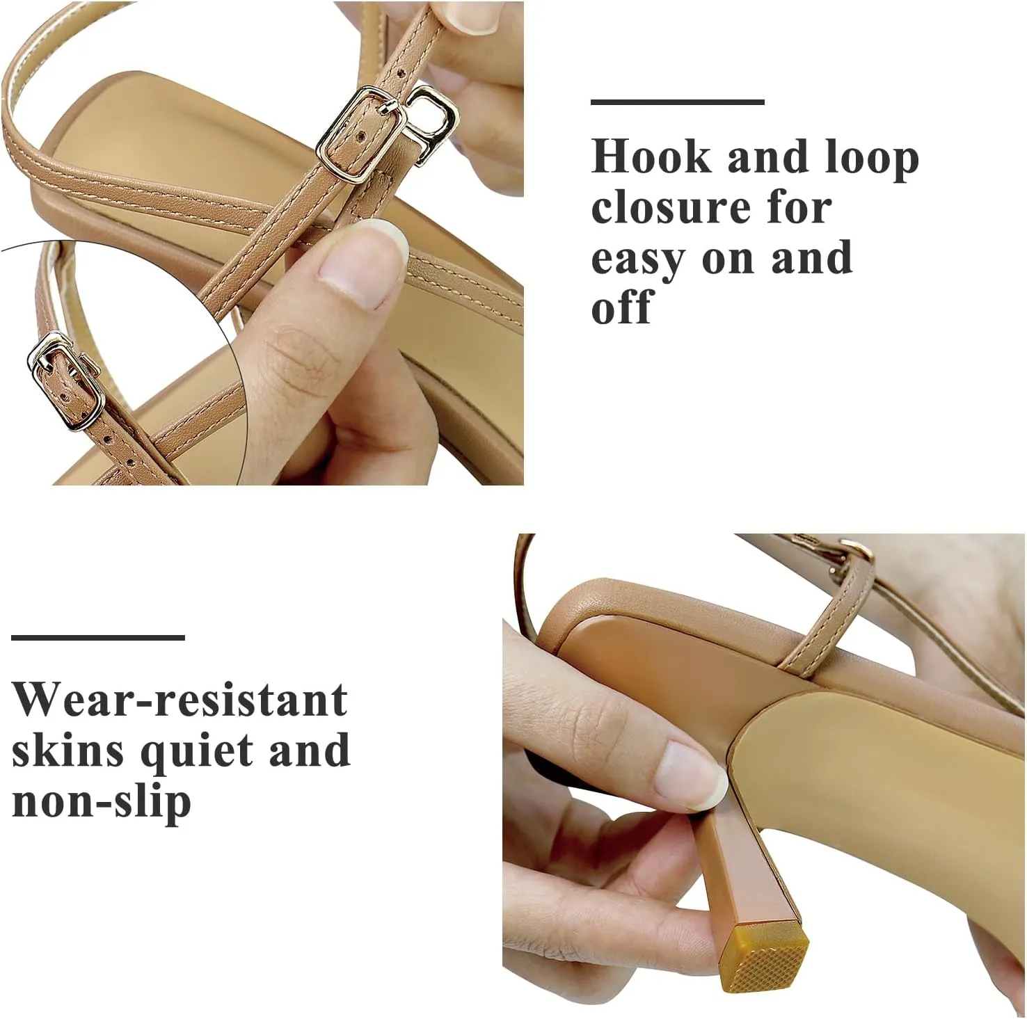 Womens Sandals Kitten Heels Open Round Toe Thin Ankle Strap Adjustable Buckle Slingback Stiletto Heels Dressy Wedding Shoes