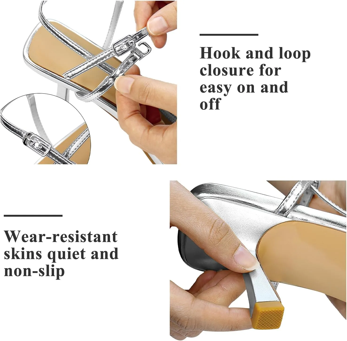 Womens Sandals Kitten Heels Open Round Toe Thin Ankle Strap Adjustable Buckle Slingback Stiletto Heels Dressy Wedding Shoes