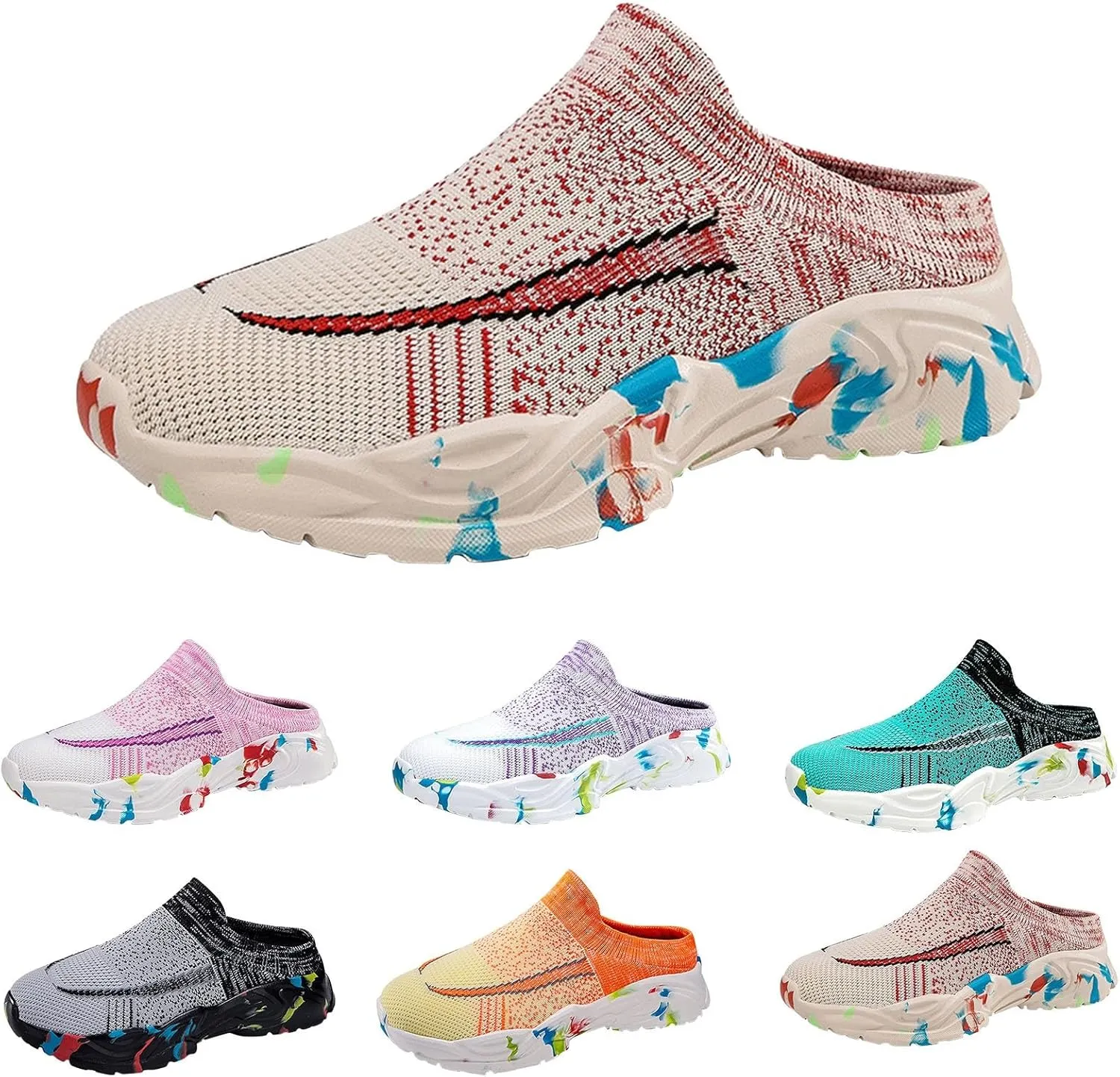 Women's Slip-on Mule Sneakers Lightweight Tennis Shoes Men Dressy Slip On Shoes Casual Shoes Sneakers Brown Tennis Shoe Loafers Casual Slip On