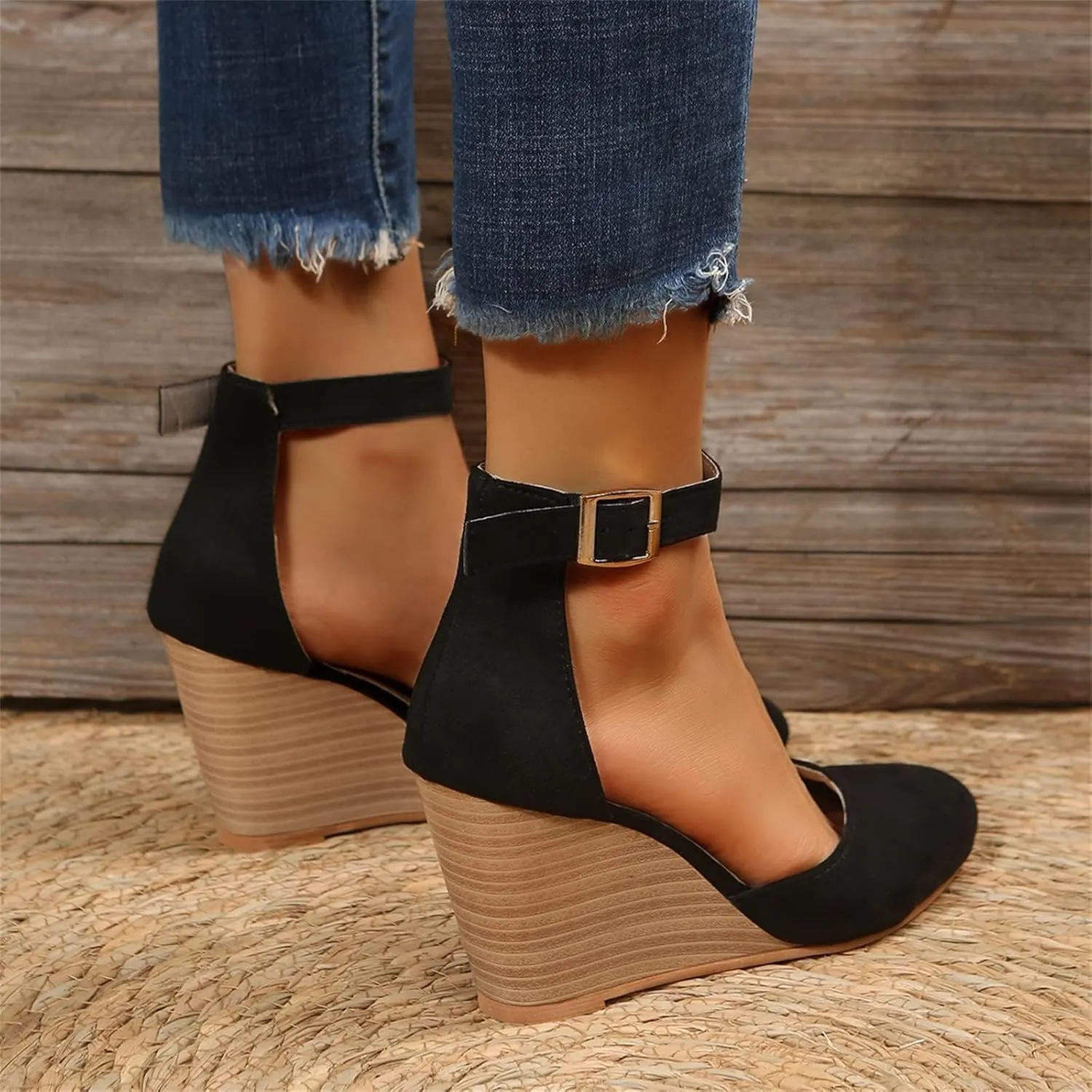 Womens Wedge Shoes Closed Toe Ankle Strap Espadrilles Dressy Casual High Heels Comfortable Platform Sandals