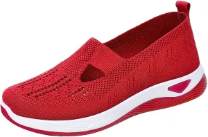 Women's Woven Orthopedic Breathable Soft Shoes Womens Tennis Shoes Mesh Slip On Shoes Casual Platform Sneakers Waterproof Tennis Shoe Loafers Casual Slip On