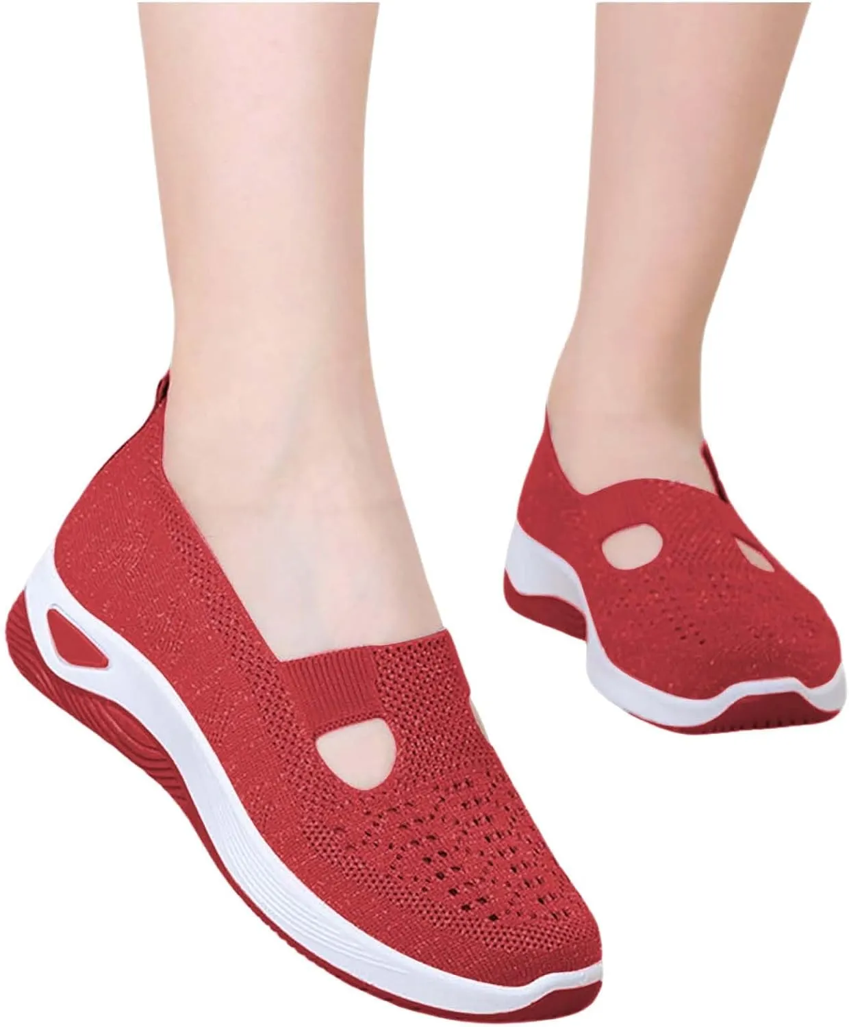Women's Woven Orthopedic Breathable Soft Shoes Womens Tennis Shoes Mesh Slip On Shoes Casual Platform Sneakers Waterproof Tennis Shoe Loafers Casual Slip On