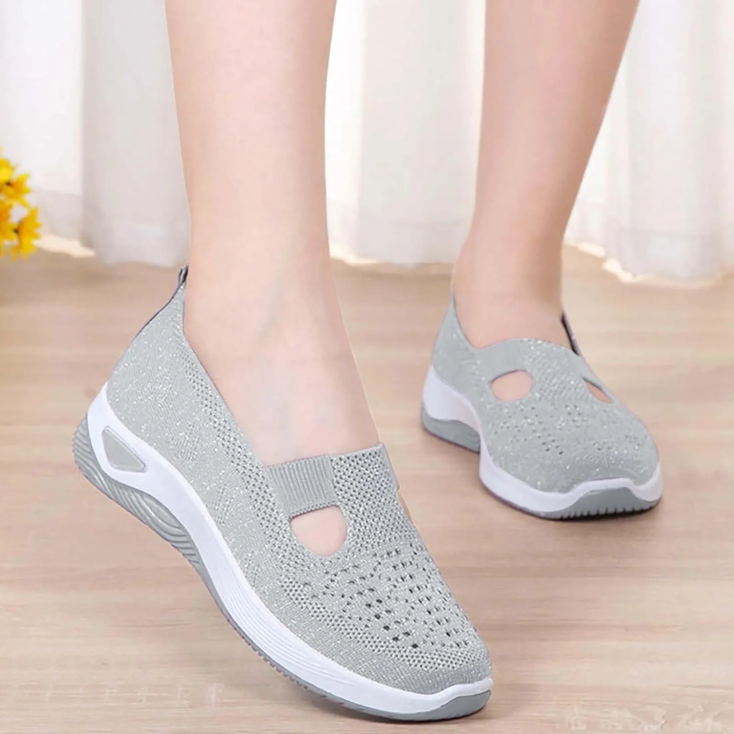 Women's Woven Orthopedic Breathable Soft Sole Slip On Shoes Women Winter Men's Casual Shoes Casual Sneakers Tennis Shoe Loafers Casual Slip On