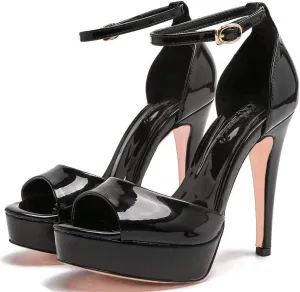 YooPrettyz Women Sexy High Heels Open Toe Stiletto Platform Pumps Ankle Strap Sandals