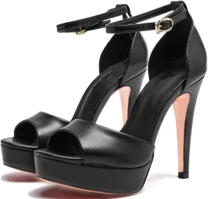 YooPrettyz Women Sexy High Heels Open Toe Stiletto Platform Pumps Ankle Strap Sandals