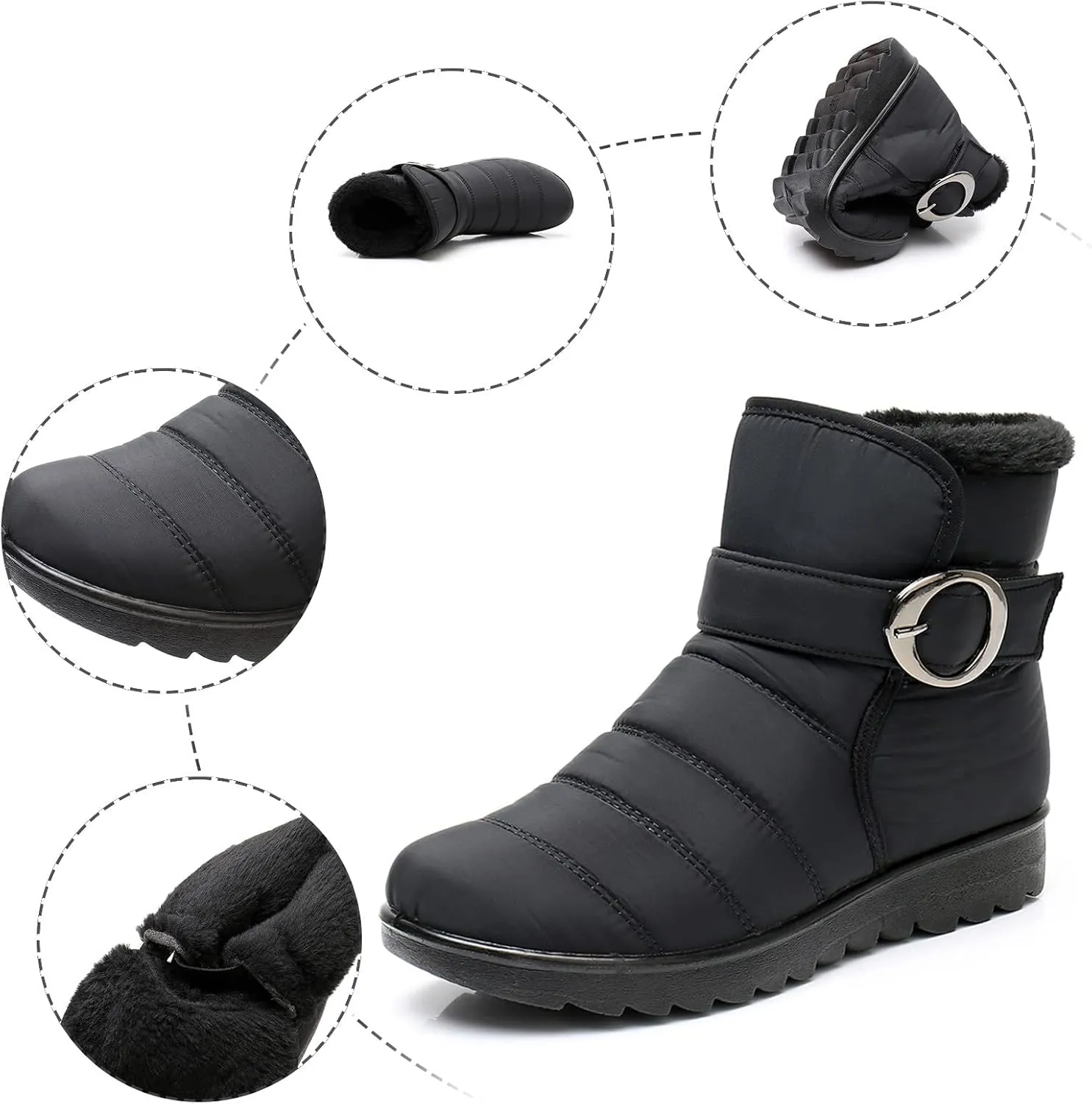 ZBYY Womens Winter Snow Boots with Warm Lining Comfortable Non Slip Waterproof Ankle Boots Outdoor Hiking Walking Platform Shoes