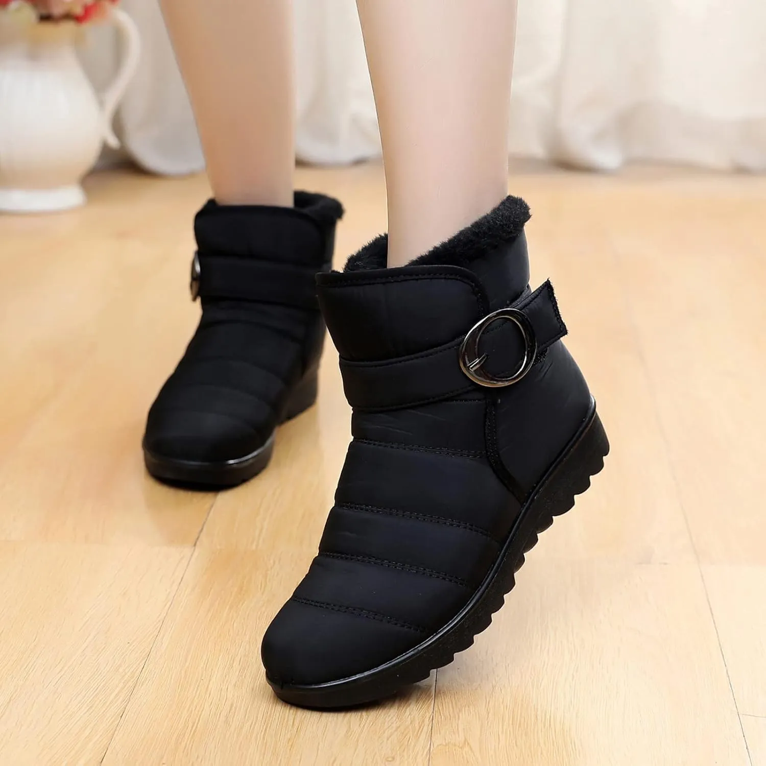 ZBYY Womens Winter Snow Boots with Warm Lining Comfortable Non Slip Waterproof Ankle Boots Outdoor Hiking Walking Platform Shoes